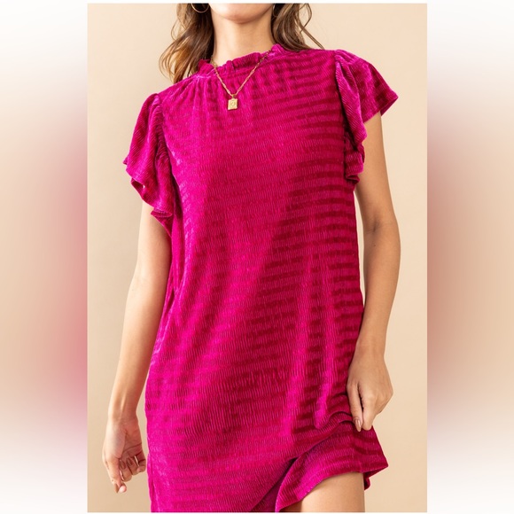 06 Fabulous Textured Velvet Mock Neck Dress - Picture 6 of 6